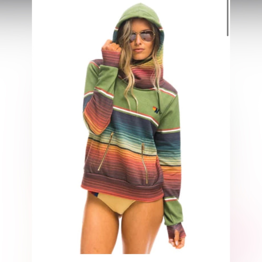 Aviator Nation Multicolor Striped Hoodie
